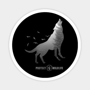 Protect Wildlife - Nature - Wolf Silhouette Magnet